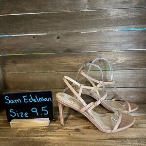 New Womens Sam Edelman Doran Nude Scale Leather Open Toe Heels Shoes Size‎ 9.5 M